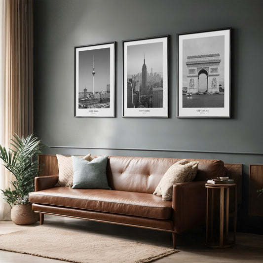 Custom black and white Gallery Wall (Any City, State, or Country)